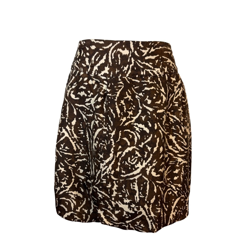 Banana Republic Silk Bubble Hem Mini Skirt Women 0 Brown Pockets Chic Work Party